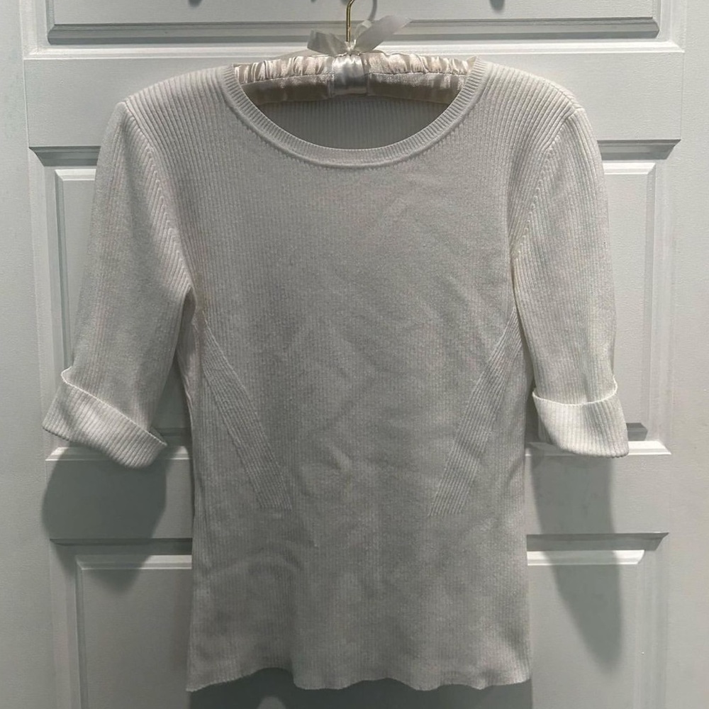 white quarter length sleeve t-shirt
